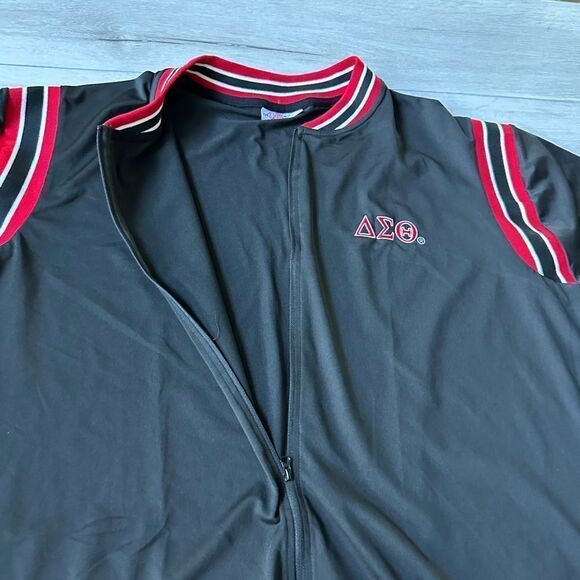 The Delta Box ΔΣθ Sorority Varsity TrackSuit Top in Black / Red XXXXL New - Picture 6 of 7